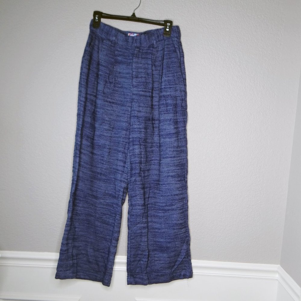 Urban Outfitters UO Blue Herringbone Wide Leg Pleated Pants Sz XS Women's